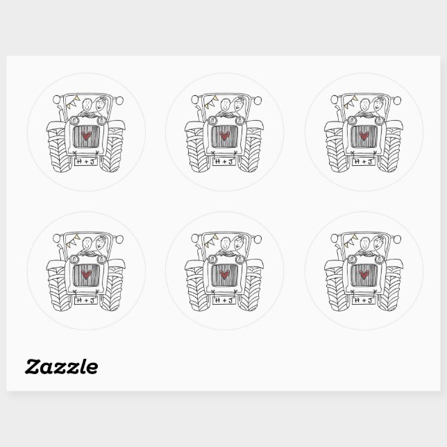 Personalised Country Wedding Tractor Sticker (Sheet)