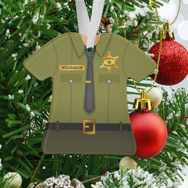 Personalised County Sheriff Green Uniform Ornament (Creator Uploaded)