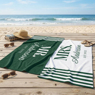 Personalised Couple Beach Towels Mr. & Mrs. Beach