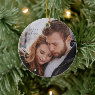 Personalised Couple Christmas Photo Ceramic Ornament