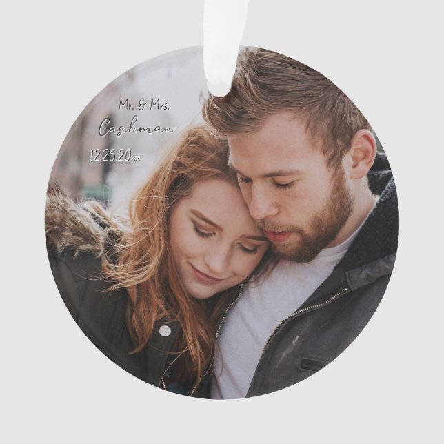 Personalised Couple Christmas Photo Ornament (Front)