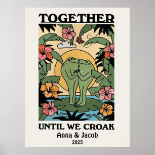 Personalised Couple Custom Frog Two Frogs on a Log Poster