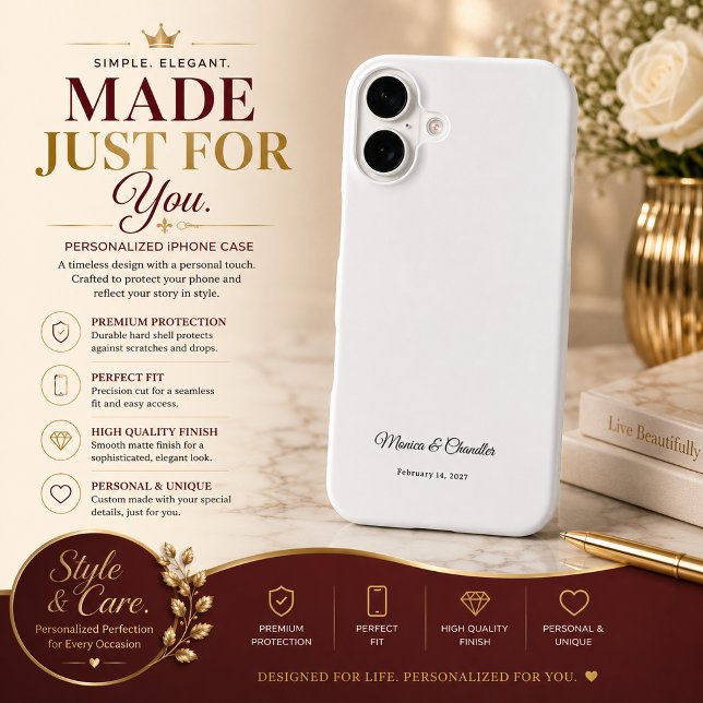 Personalised Couple Date Minimal White iPhone 16 Case (Personalized Couple Date Minimal White iPhone 16 Case)