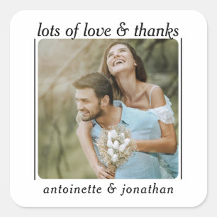 Personalised Couple Image Lots of Love & Thanks Square Sticker