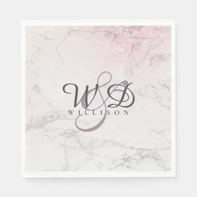 Personalised Couple Marble with glitter details Napkin (Front)
