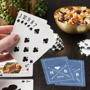 Personalised Couple Monograms On Blue Jeans Look Playing Cards