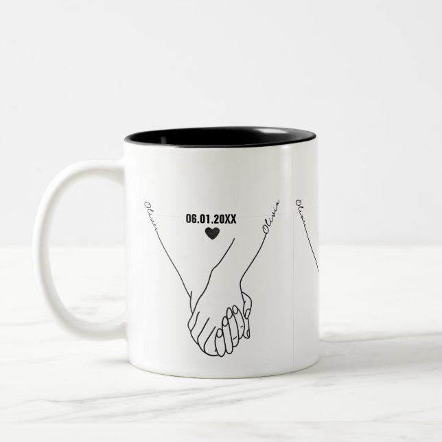 Personalised Couple Mug with Names & Date (Left)