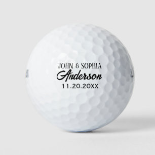 Personalised Couple Name And Date Black Colour Fon Golf Balls