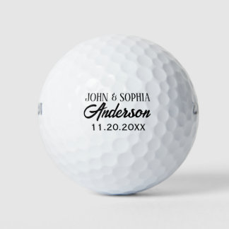 Personalised Couple Name And Date Black Colour Fon Golf Balls