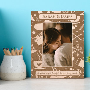 Personalised Couple Name Christmas Holiday Quote Etched Frames