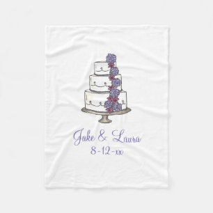 Personalised Couple Name Floral Wedding Cake Gift Fleece Blanket