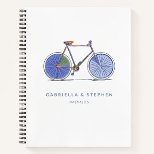 Personalised Couple Name Wedding Bicycle Purple Notebook