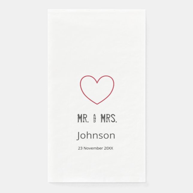 personalised couple name wedding typography napkin (Front)