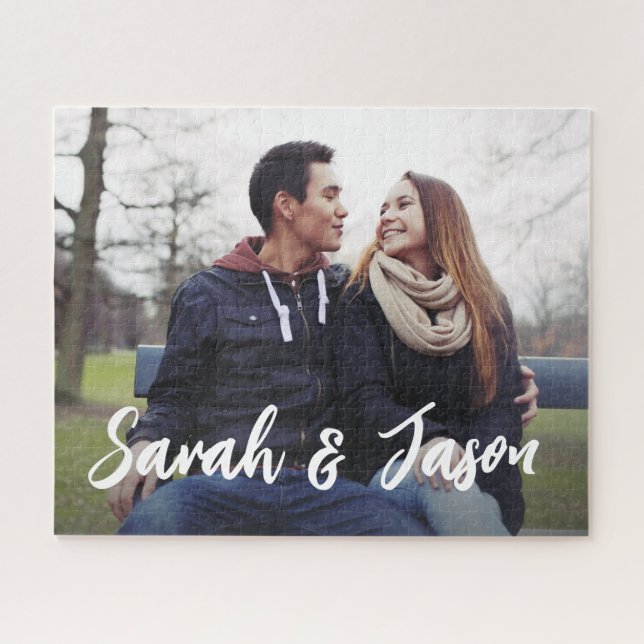 Personalised Couple Names and Custom Photo Jigsaw Puzzle (Horizontal)