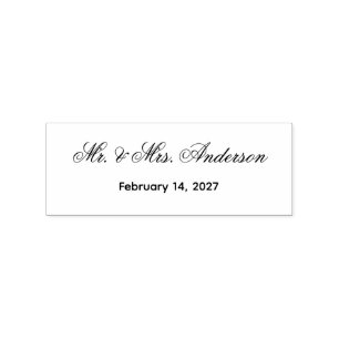 Personalised Couple Names and Date Wooden Rubber Stamp