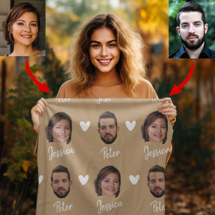 Personalised Couple Names and Photo, Modern Camel Fleece Blanket