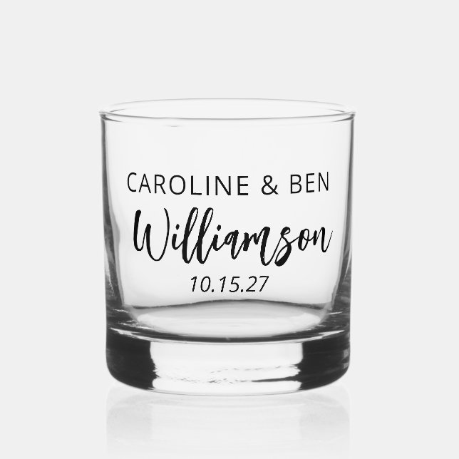 Personalised Couple Names Date Anniversary Gift Whiskey Glass (Front)