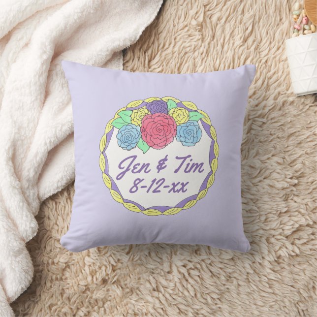 Personalised Couple Names Wedding Cake Marriage Cushion (Blanket)