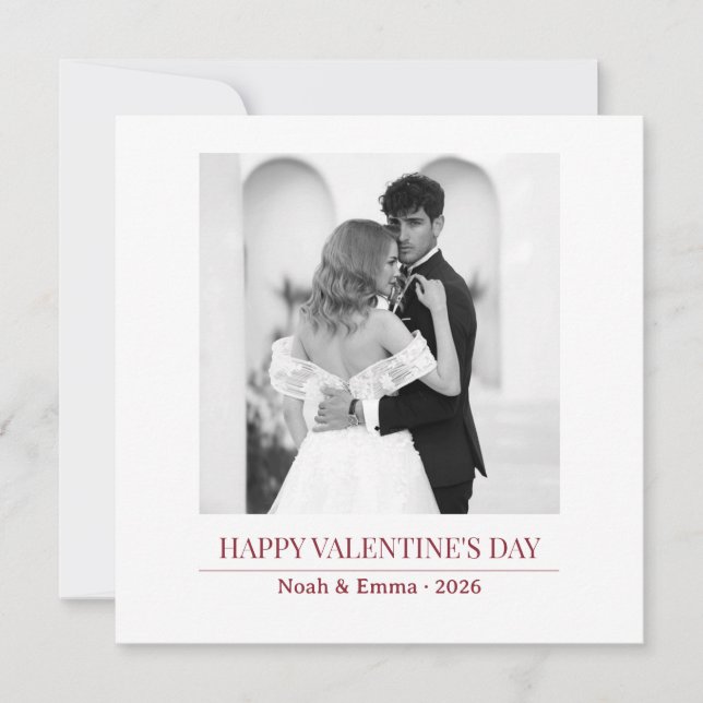 Personalised Couple Names & Year - Elegant Photo  Holiday Card (Front)