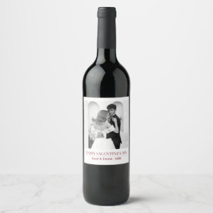 Personalised Couple Names & Year - Elegant Photo  Wine Label