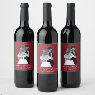 Personalised Couple Names & Year - Elegant Photo Wine Label