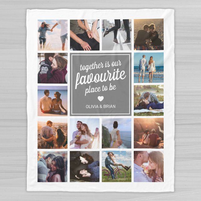Personalised Couple Photo Collage Fleece Blanket (Creator Uploaded)
