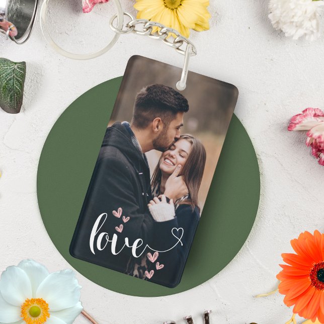 Personalised Couple photo collage Love hearts Key Ring (Creator Uploaded)