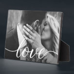 Personalised Couple Photo handlettering Love Plaque<br><div class="desc">Personalise this plaque photo with your own for a thoughtful gift. Elegant,  modern and unique script for the word "Love" with long tailed swashes.</div>