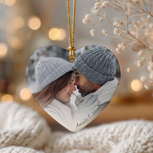 Personalised Couple Photo Heart Acrylic Christmas Ornament