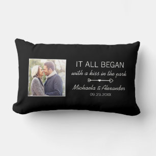 Personalised Couple Photo Newlywed Names Date Lumbar Cushion