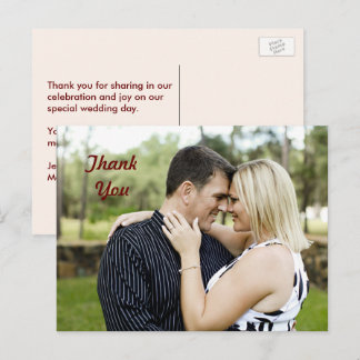 Personalised Couple Photo Thank You Postcard