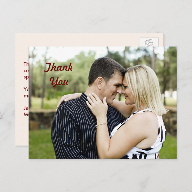 Personalised Couple Photo Thank You Postcard (Front/Back)