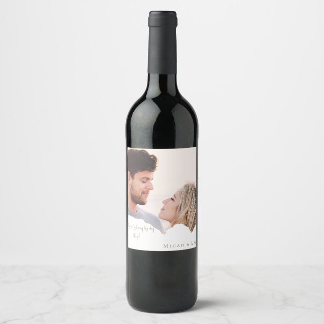 Personalised Couple Photo Wedding Wine Favour II Wine Label (Front)