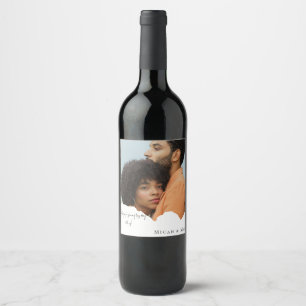 Personalised Couple Photo Wedding Wine Favour Label