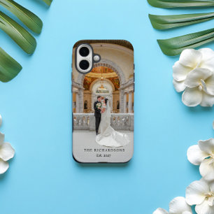 Personalised Couple Photo with Name & Year Wedding iPhone 16 Plus Case