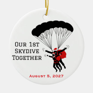 Personalised Couple Skydiving Christmas  Ceramic Ornament