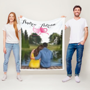 Personalised couple Valentine's day 2024 Fleece Blanket