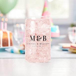 Personalised Couple Wedding Monogram Initials Can Glass