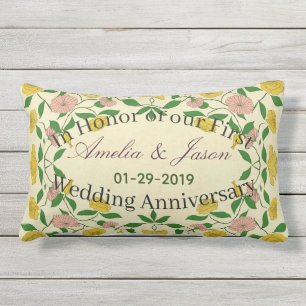 Personalised Couples 1st Wedding Anniversary Lumbar Cushion
