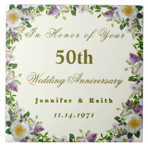 Personalised Couples 50th Wedding Anniversary Ceramic Tile