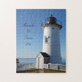 Personalised Couples Custom Nobska Lighthouse  Jigsaw Puzzle