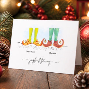 Personalised Couples Elf Feet Christmas Card