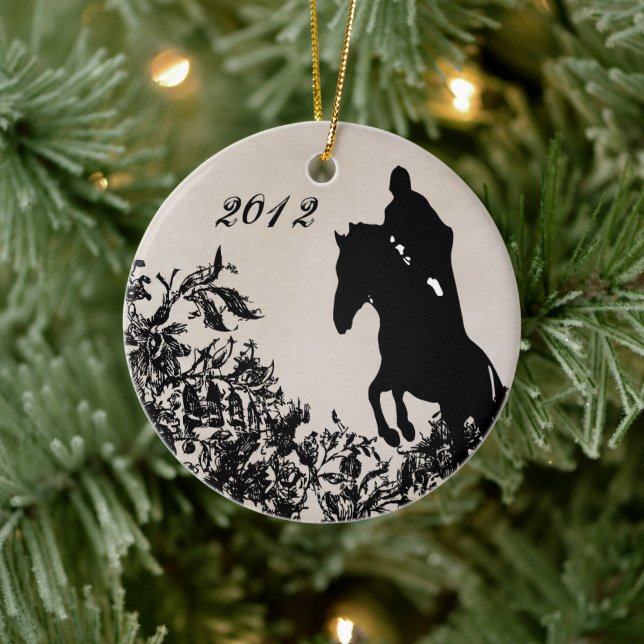 Personalised Couples Equestrian Horse Jumping Ceramic Ornament (Tree)