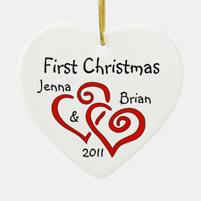 Personalised Couple's First Christmas Ornament (Front)