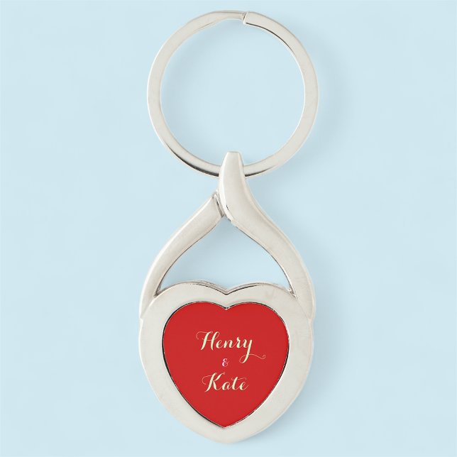 Personalised Couple's Heart Message Photo Keychain (MISOOK Red Heart Couple Keychain)