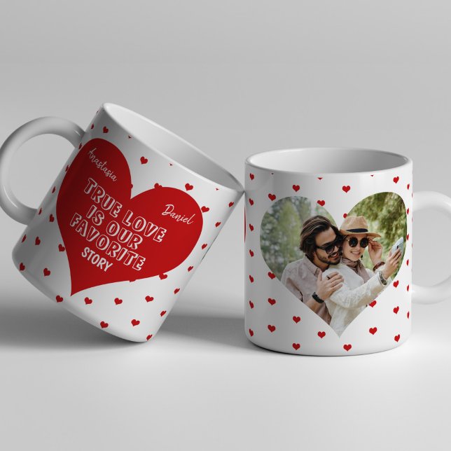 Personalised couples heart shaped photo names coffee mug (Creator Uploaded)