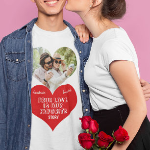 Personalised couples heart shaped photo names T-Shirt