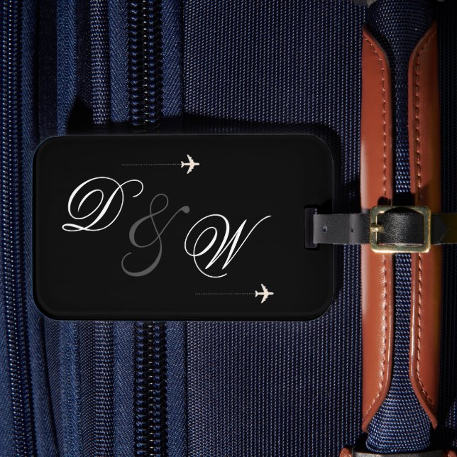 Personalised couple's initials travel luggage tag (Front Insitu 4)