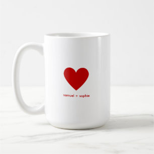 Personalised Couples Modern Minimal Red Heart Coffee Mug