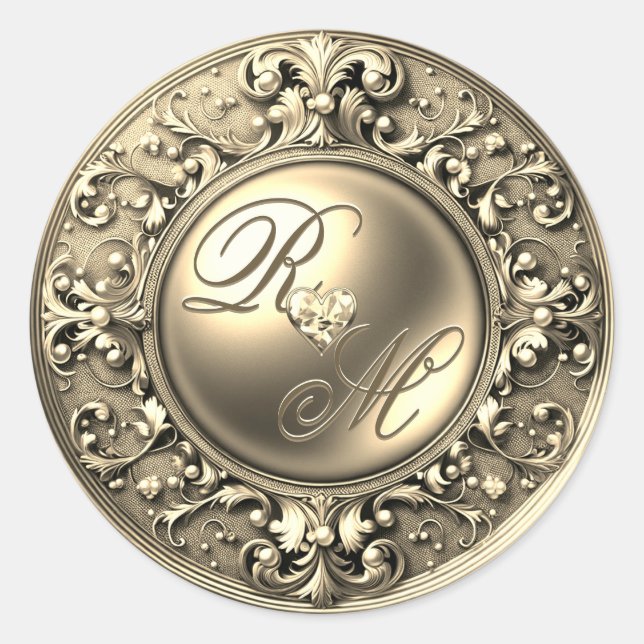 Personalised Couples Monogram Gold Seal (Front)